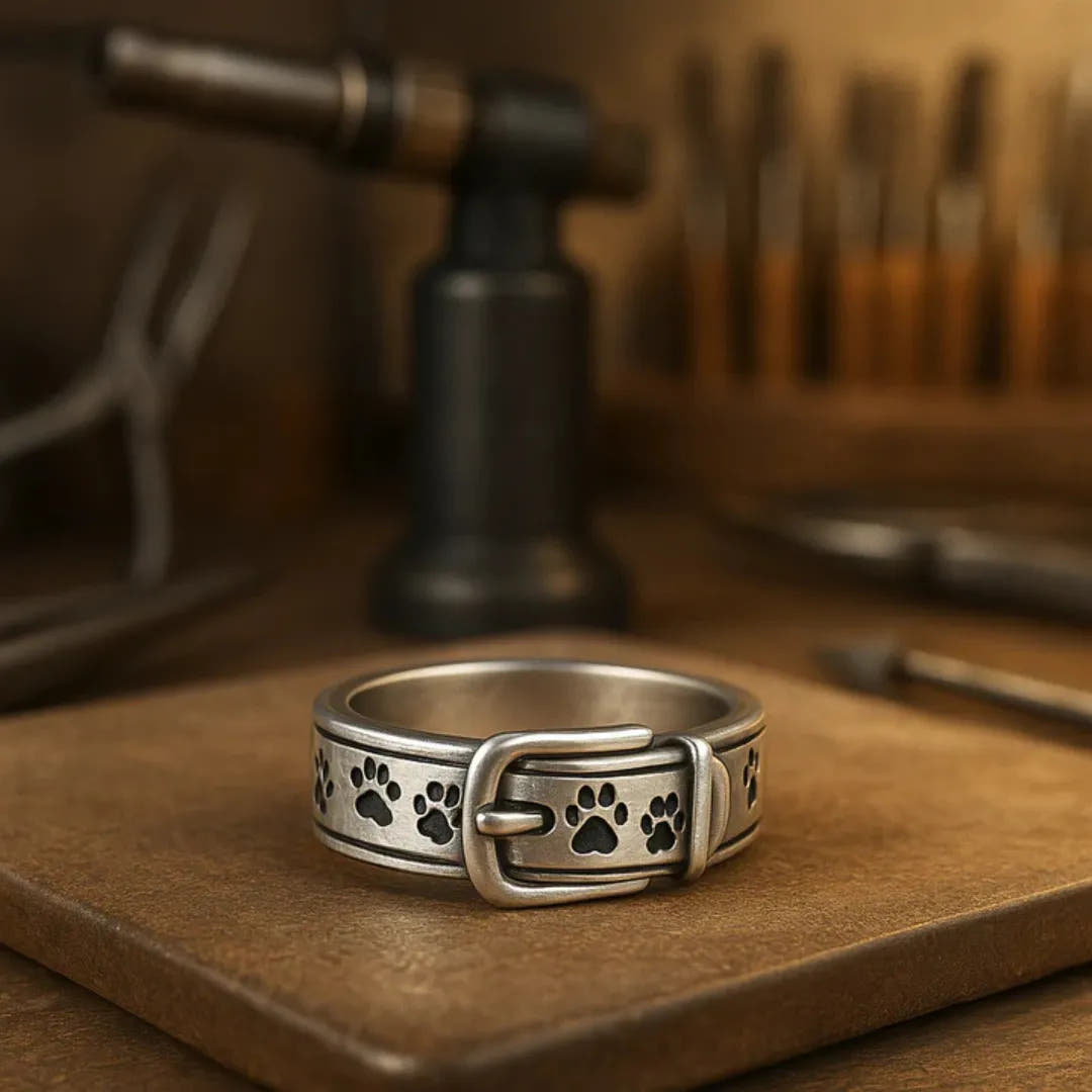 Cute and Stylish Dog-Inspired Collar Ring