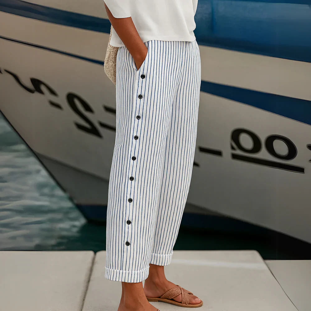 REA | COMFORTABLE STRIPED CASUAL PANTS