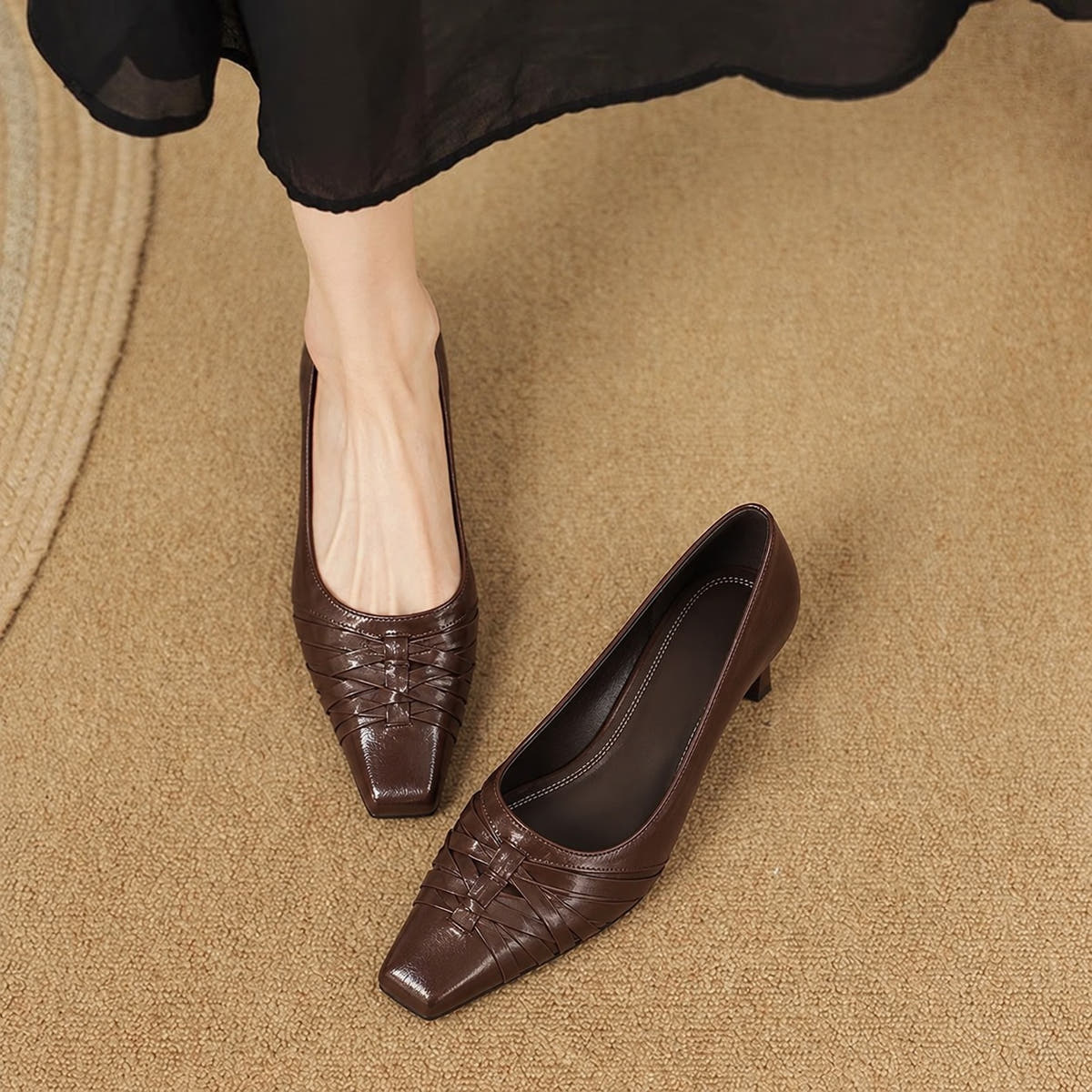 Quenby | Pointed Lattice-Cut Mary Jane Flat