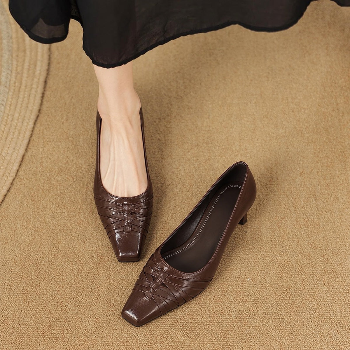 Quenby | Pointed Lattice-Cut Mary Jane Flat