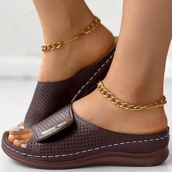 Rowenna | Perforated Slip-On Wedges