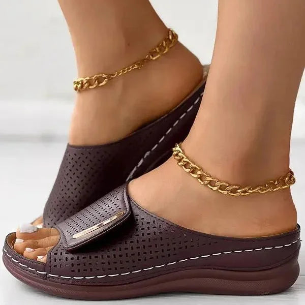 Rowenna | Perforated Slip-On Wedges