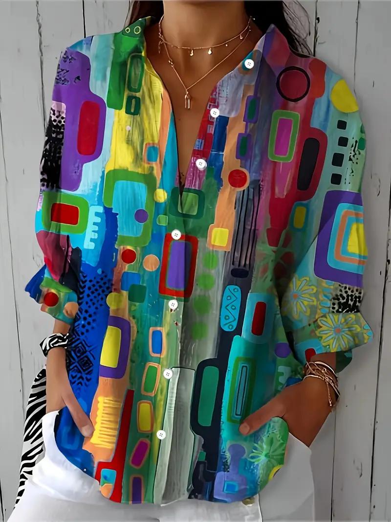 Mirela | Printed Collared Button-Up Shirt