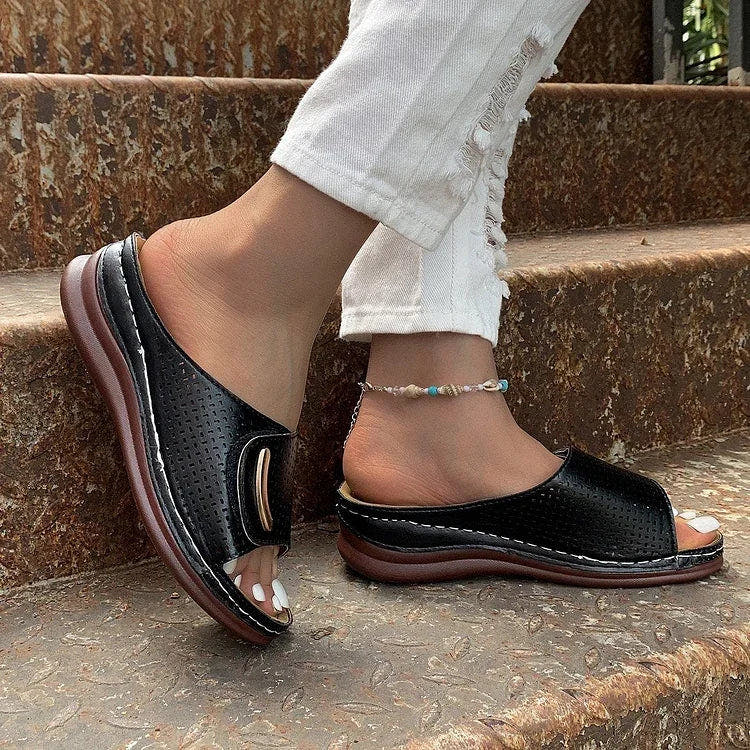 Rowenna | Perforated Slip-On Wedges