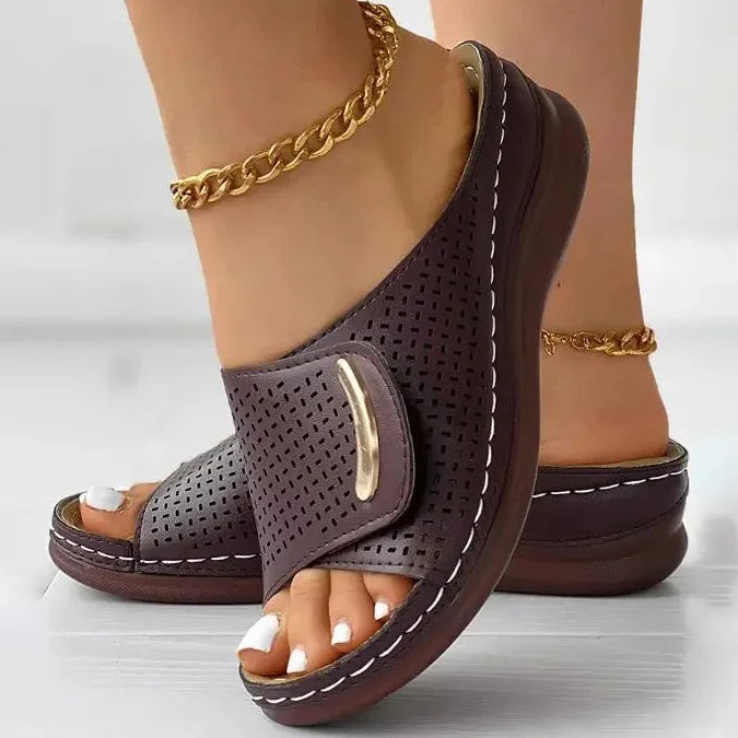 Rowenna | Perforated Slip-On Wedges