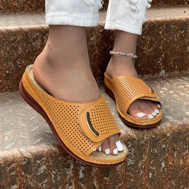 Rowenna | Perforated Slip-On Wedges