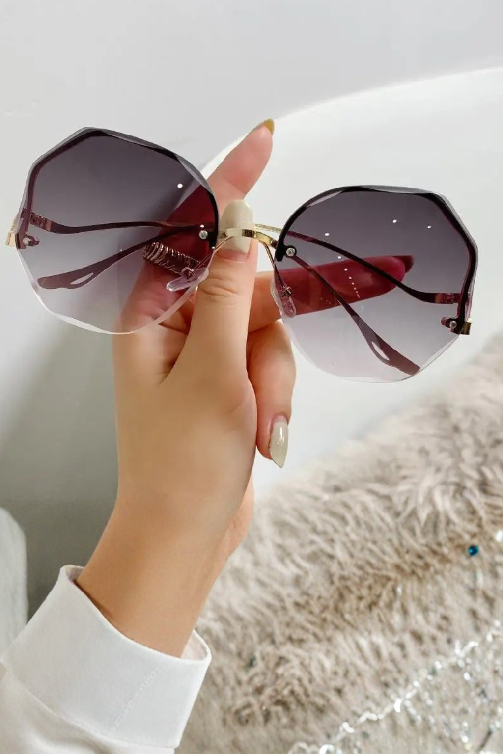 Edie | Rimless Oversized Gradient Sunglasses