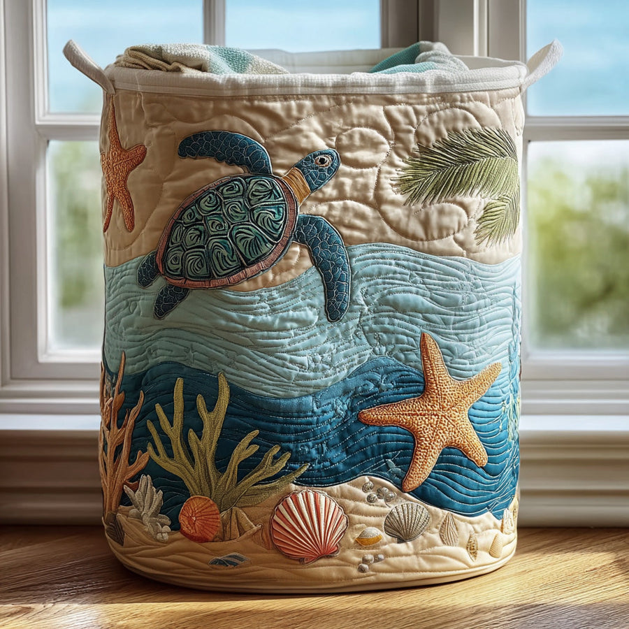 Virginia | Coastal Quilted Laundry Basket