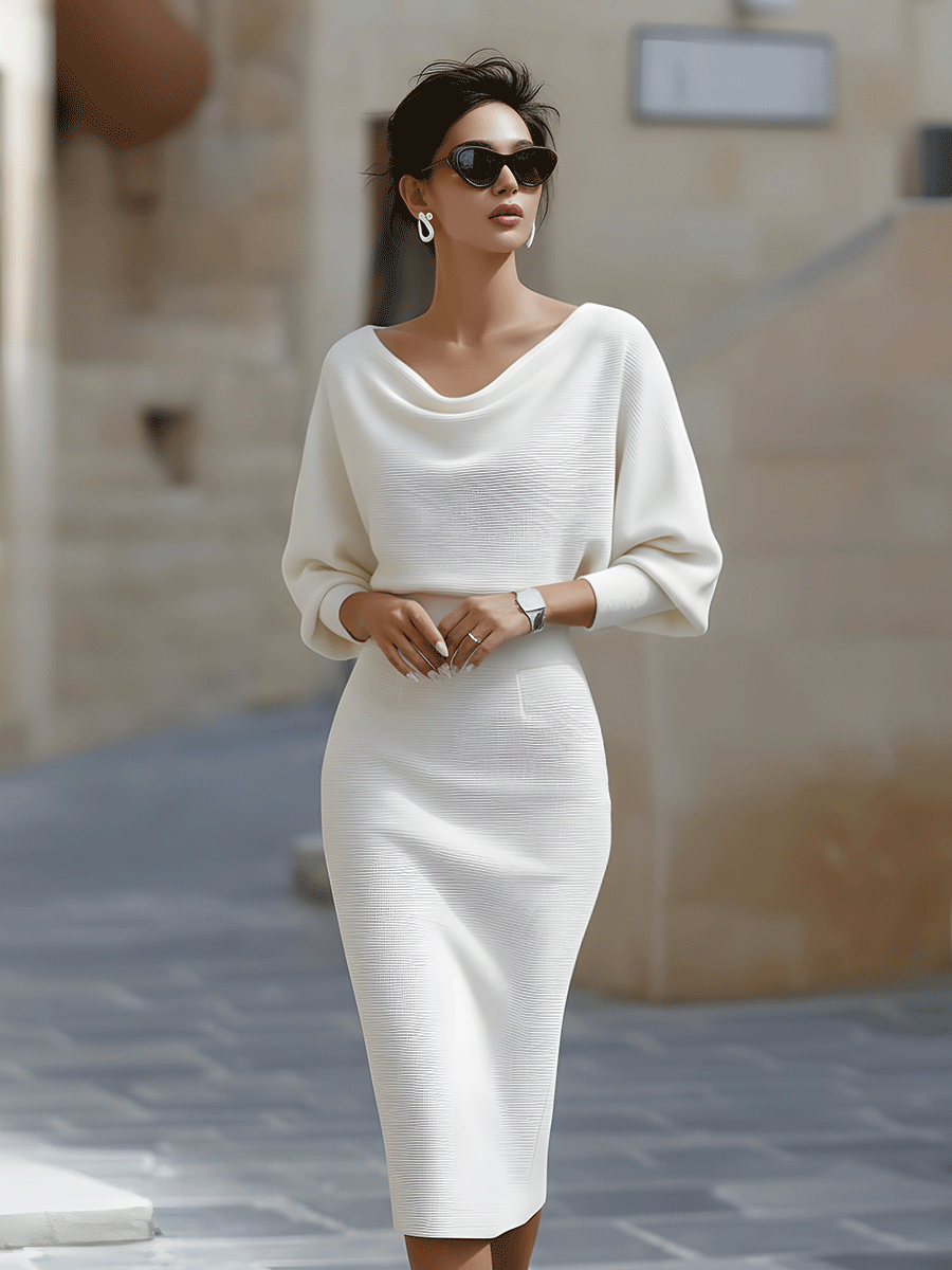 Imelda | Satin Cowl-Neck Midi Dress
