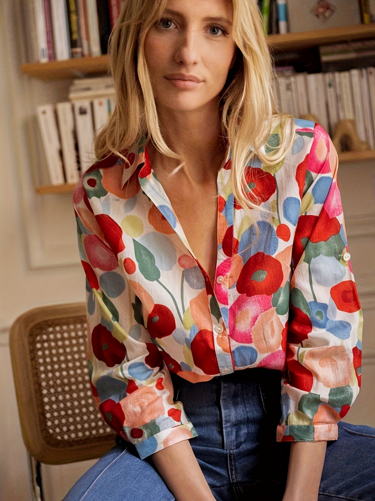 Desiree | Bold Floral Button-Down Shirt