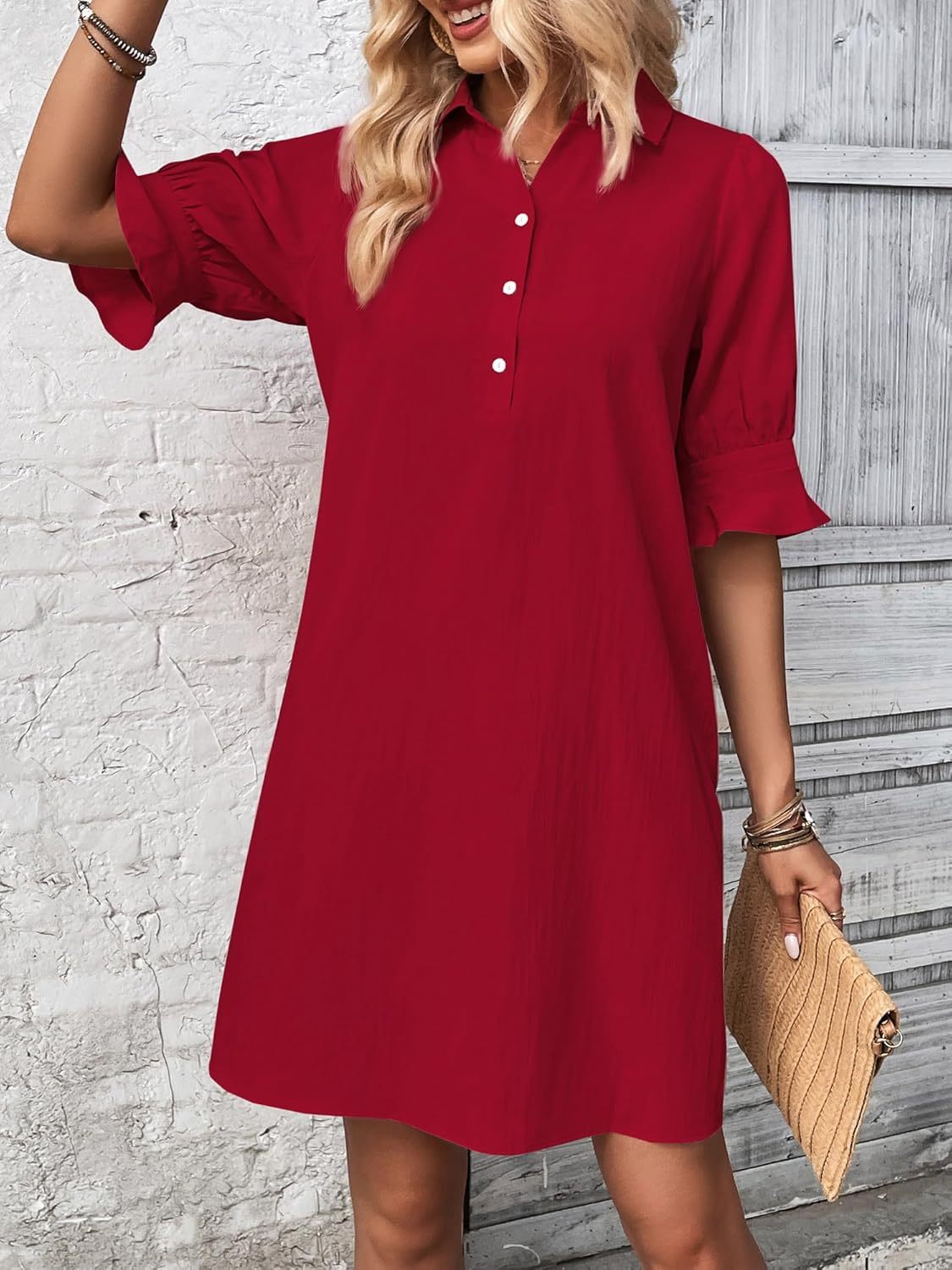 Cameron | Ruffle Sleeve Button-Down Dress