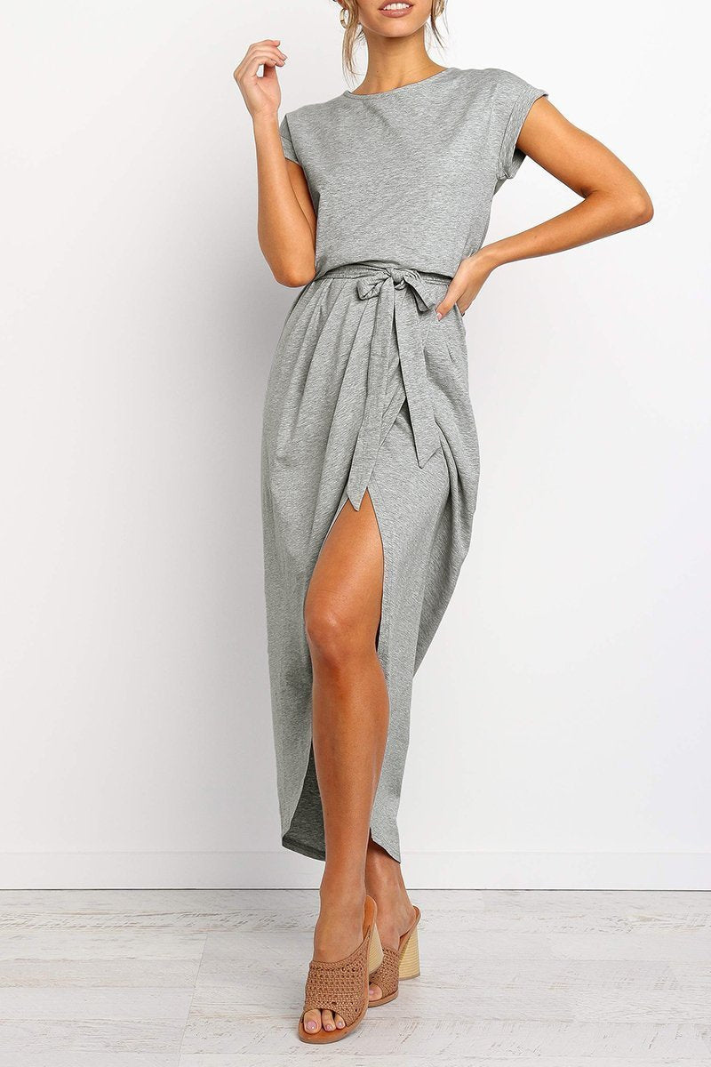 Mafalda | Cap-Sleeve Belted Wrap Midi Dress