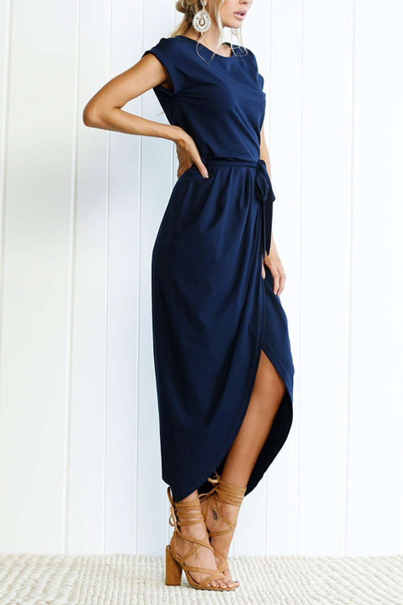 Mafalda | Cap-Sleeve Belted Wrap Midi Dress