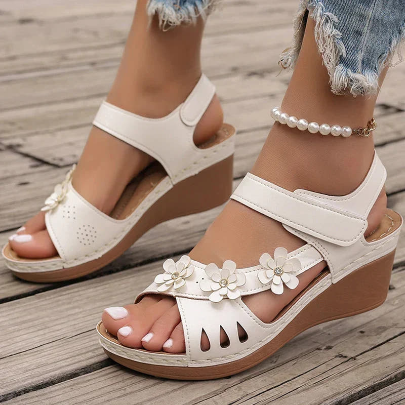 Celandine | Floral Wedge Sandals