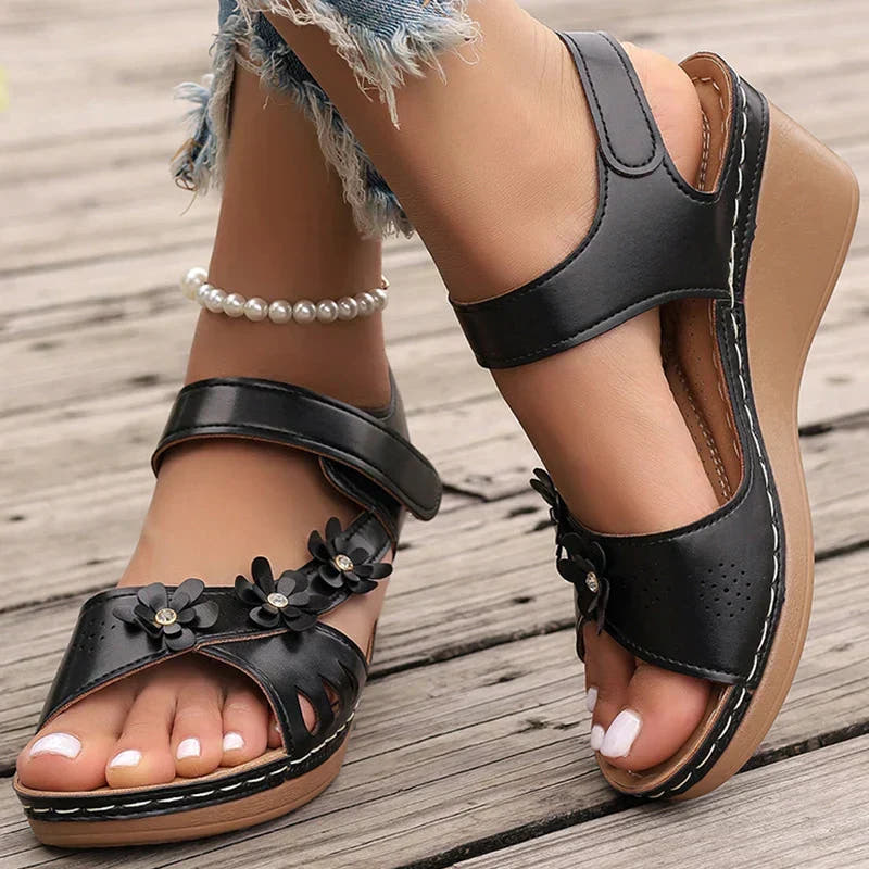 Celandine | Floral Wedge Sandals