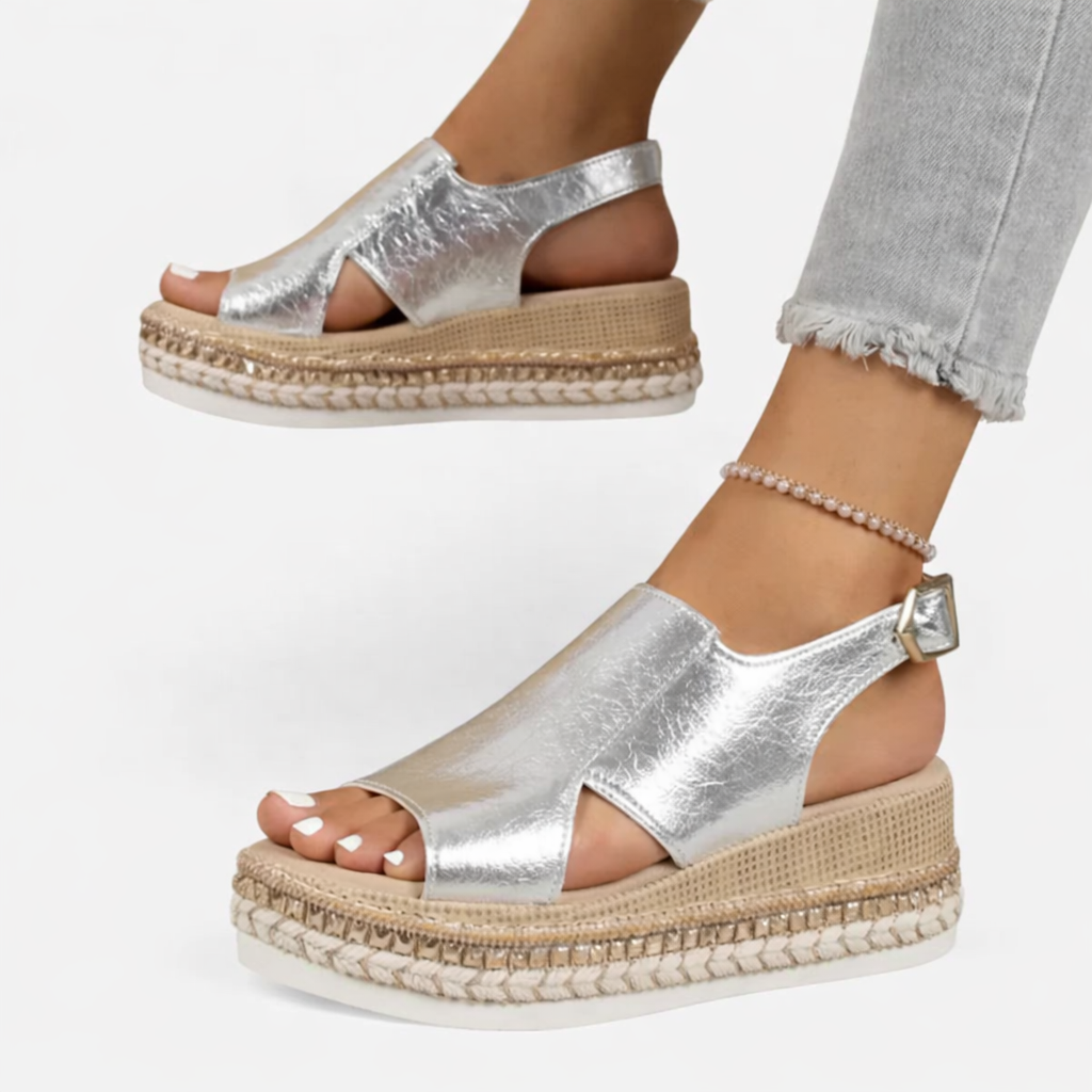 Calliope | Metallic Espadrille Wedge Sandals