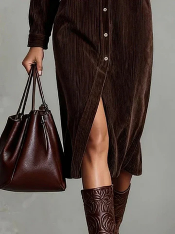 Jolanda | Velvet Button-Down Shirt Dress