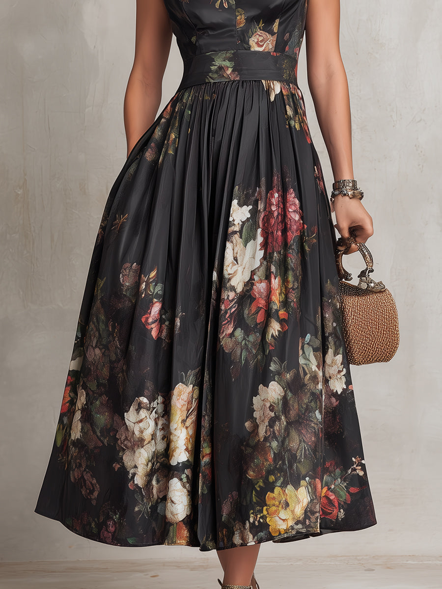 Annick | Satin Floral A-Line Dress