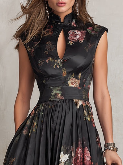 Annick | Satin Floral A-Line Dress