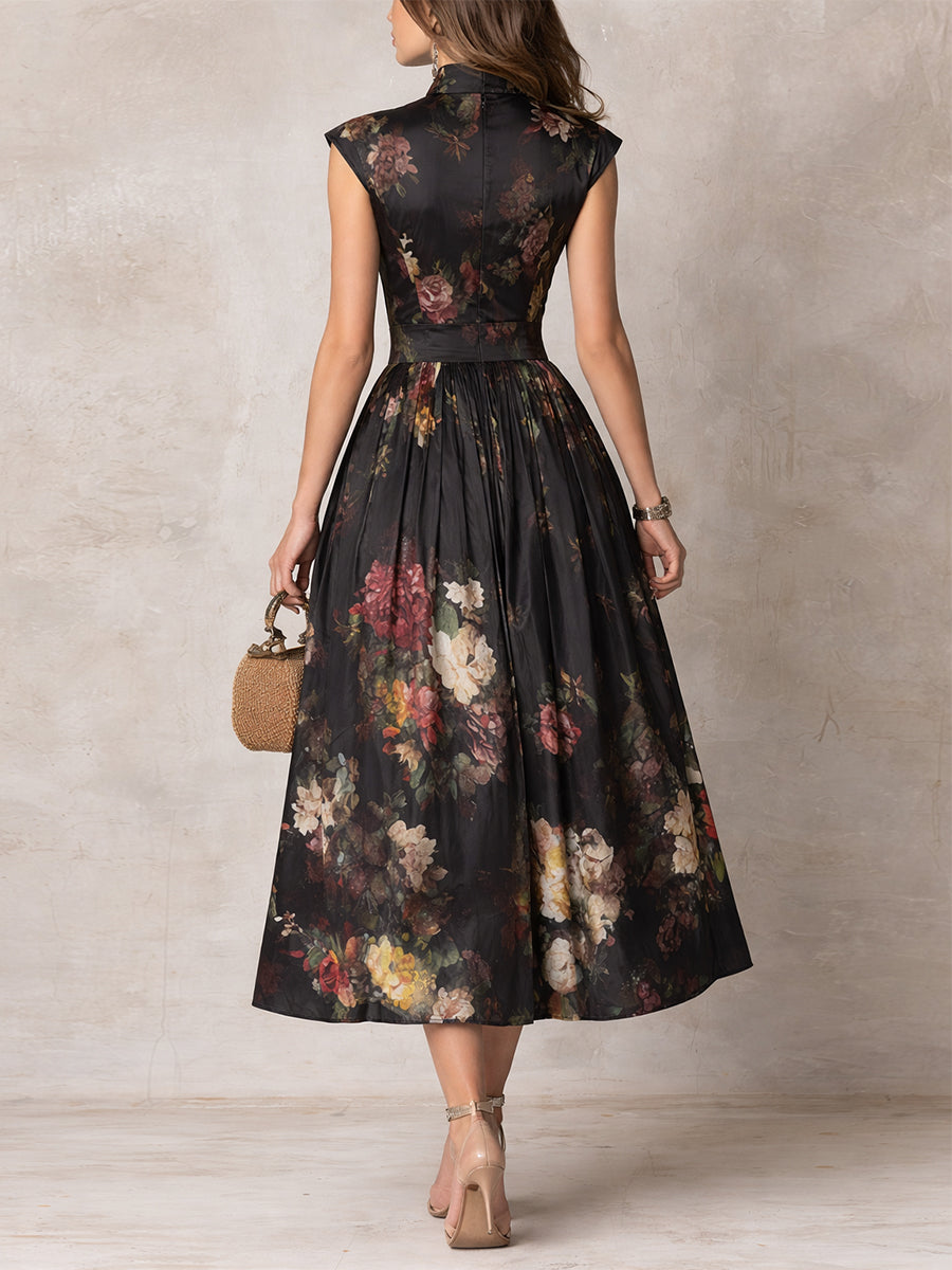 Annick | Satin Floral A-Line Dress