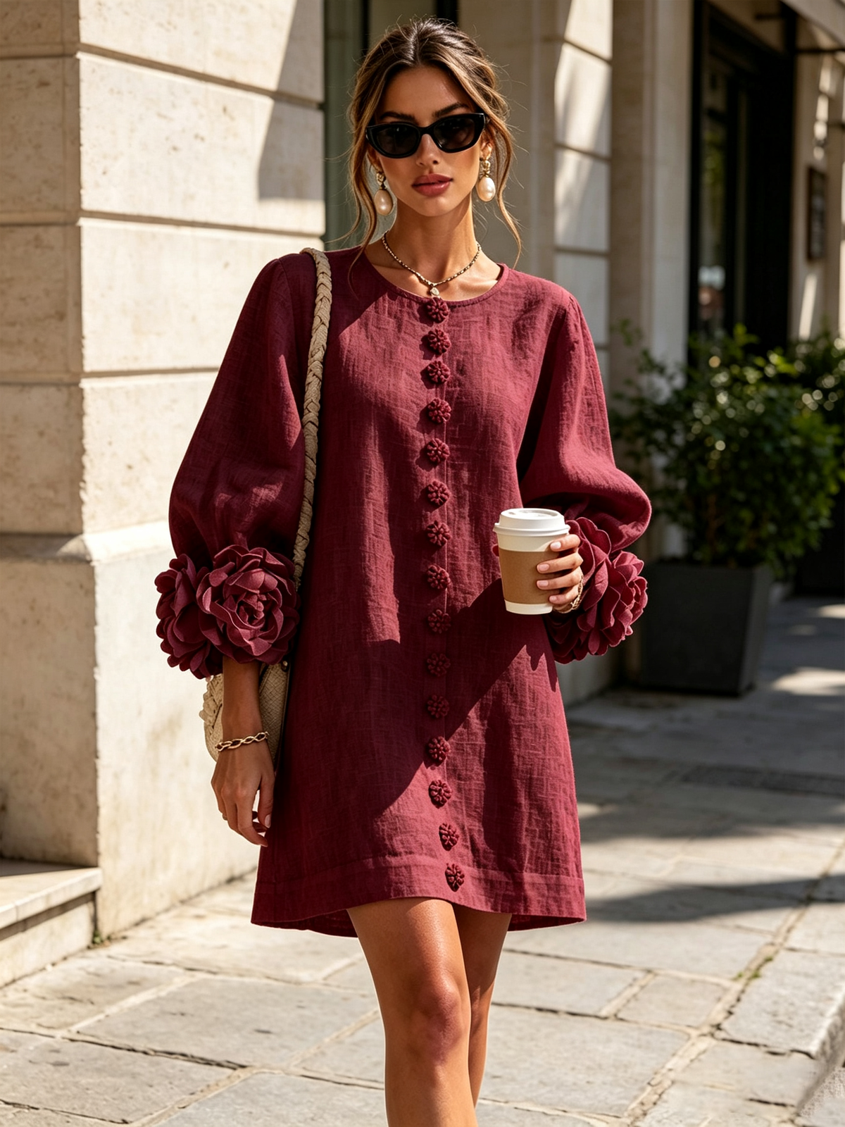 Ottavia | Rose Cuff Button-Down Mini Dress