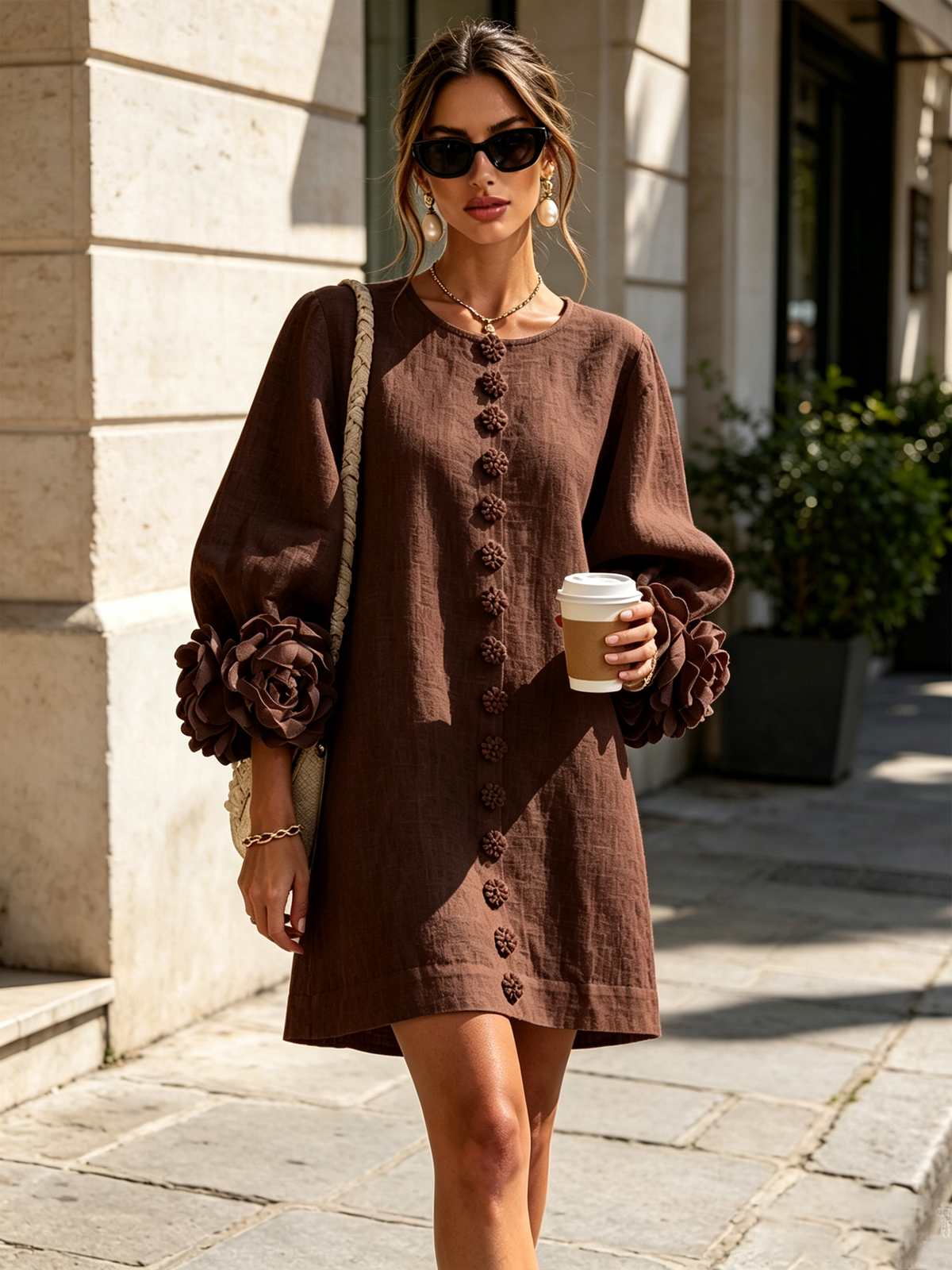 Ottavia | Rose Cuff Button-Down Mini Dress