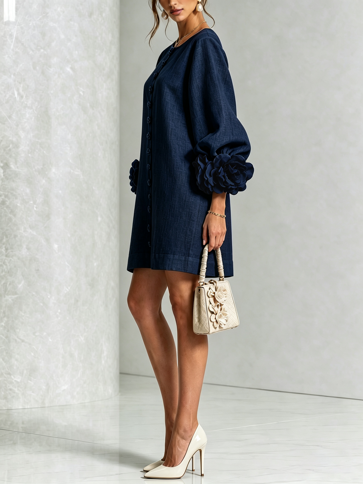 Ottavia | Rose Cuff Button-Down Mini Dress