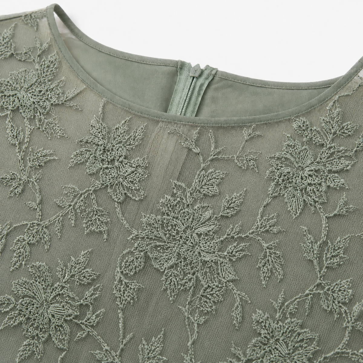 Elarose | Embroidered Lace Bodice Midi Dress