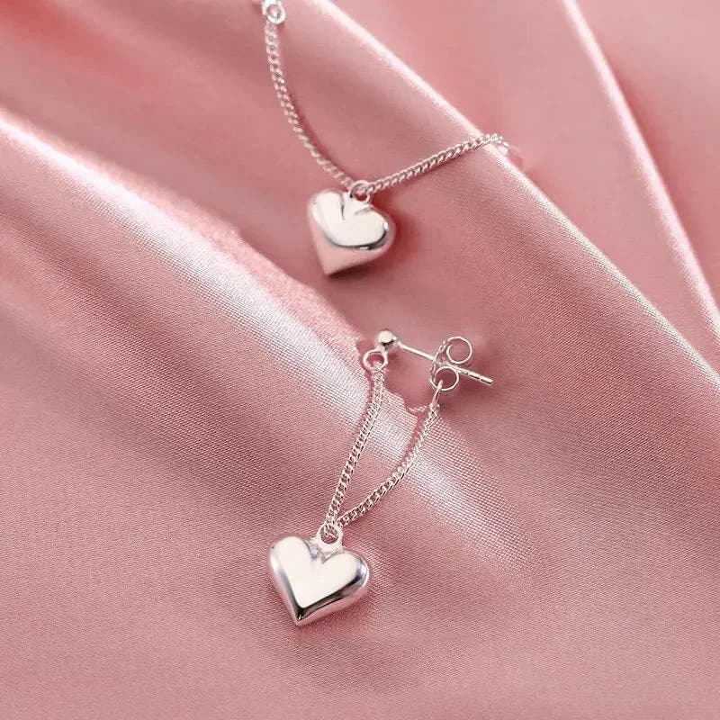 Antique-Style Geometric Heart Earrings