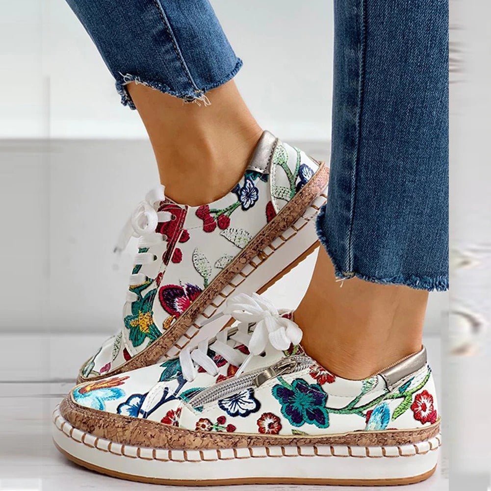 Oluchi | Floral Side-Zip Sneakers