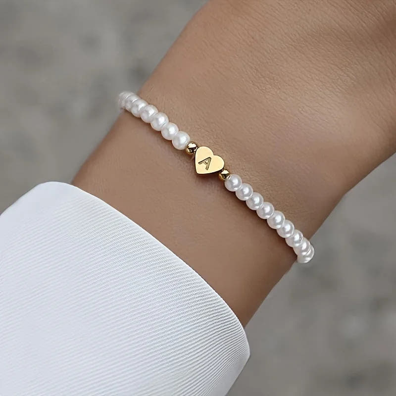 Chic Heart Initial Bracelet (A–Z)