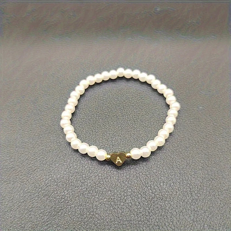 Chic Heart Initial Bracelet (A–Z)