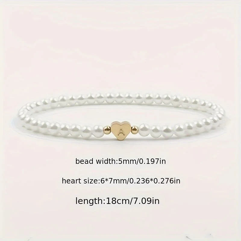 Chic Heart Initial Bracelet (A–Z)