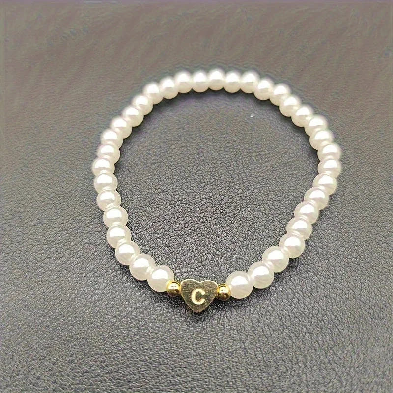 Chic Heart Initial Bracelet (A–Z)