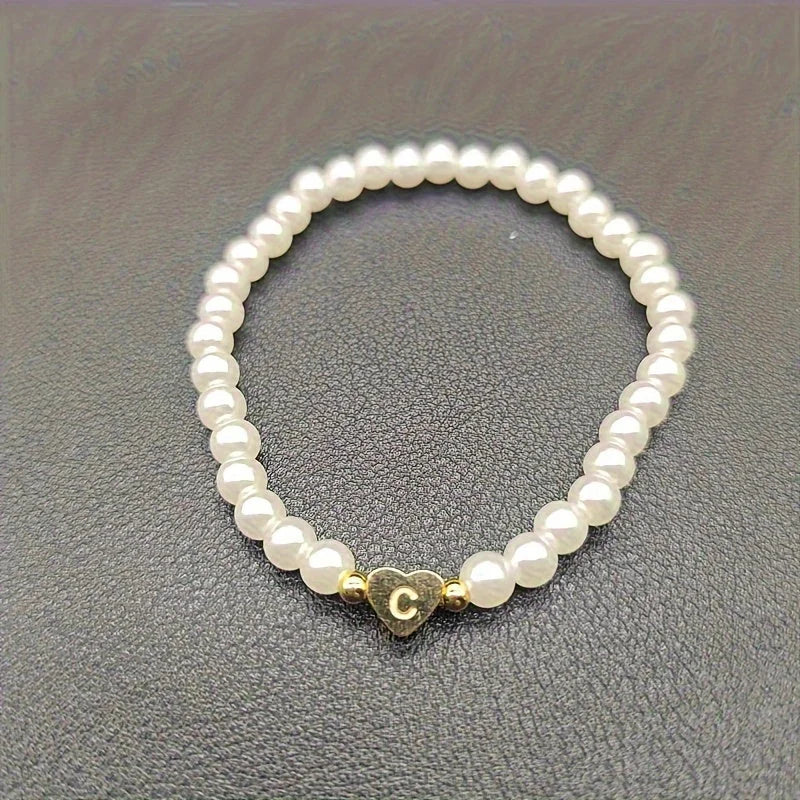 Chic Heart Initial Bracelet (A–Z)