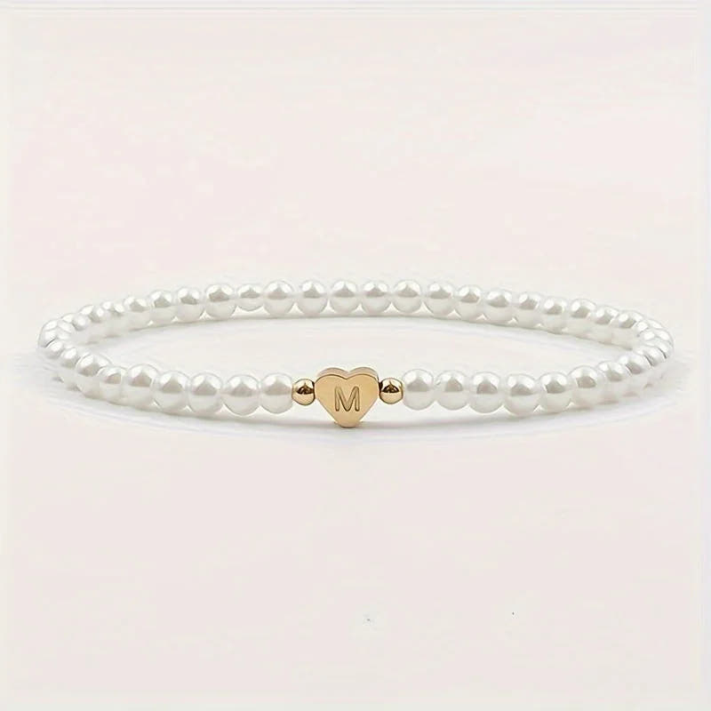 Chic Heart Initial Bracelet (A–Z)