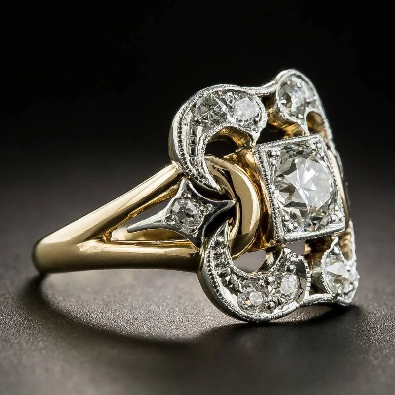 Classic Gold Ring with Vintage Zirconia