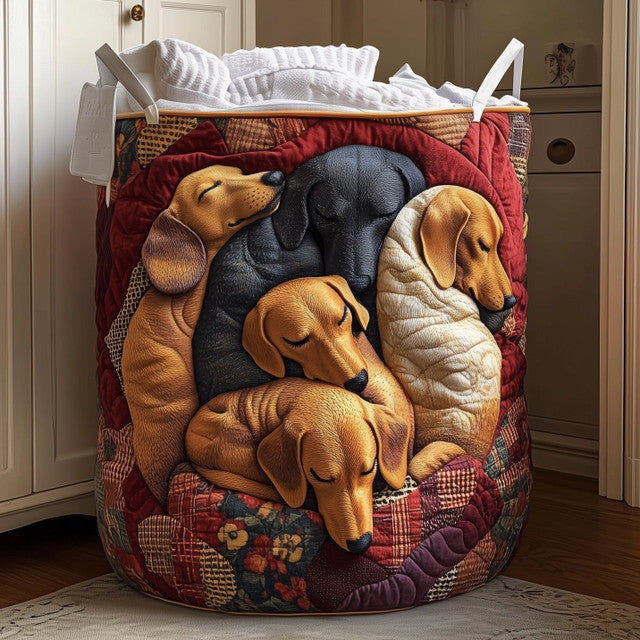 Ilona | Quilted Dachshund Laundry Basket