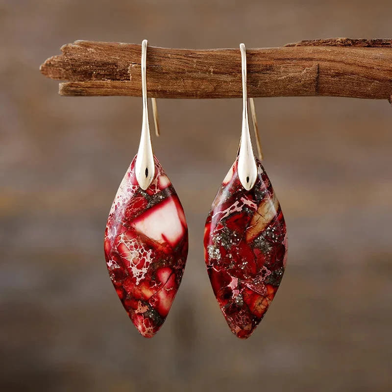 Drop Earrings with Natural-Look Stone