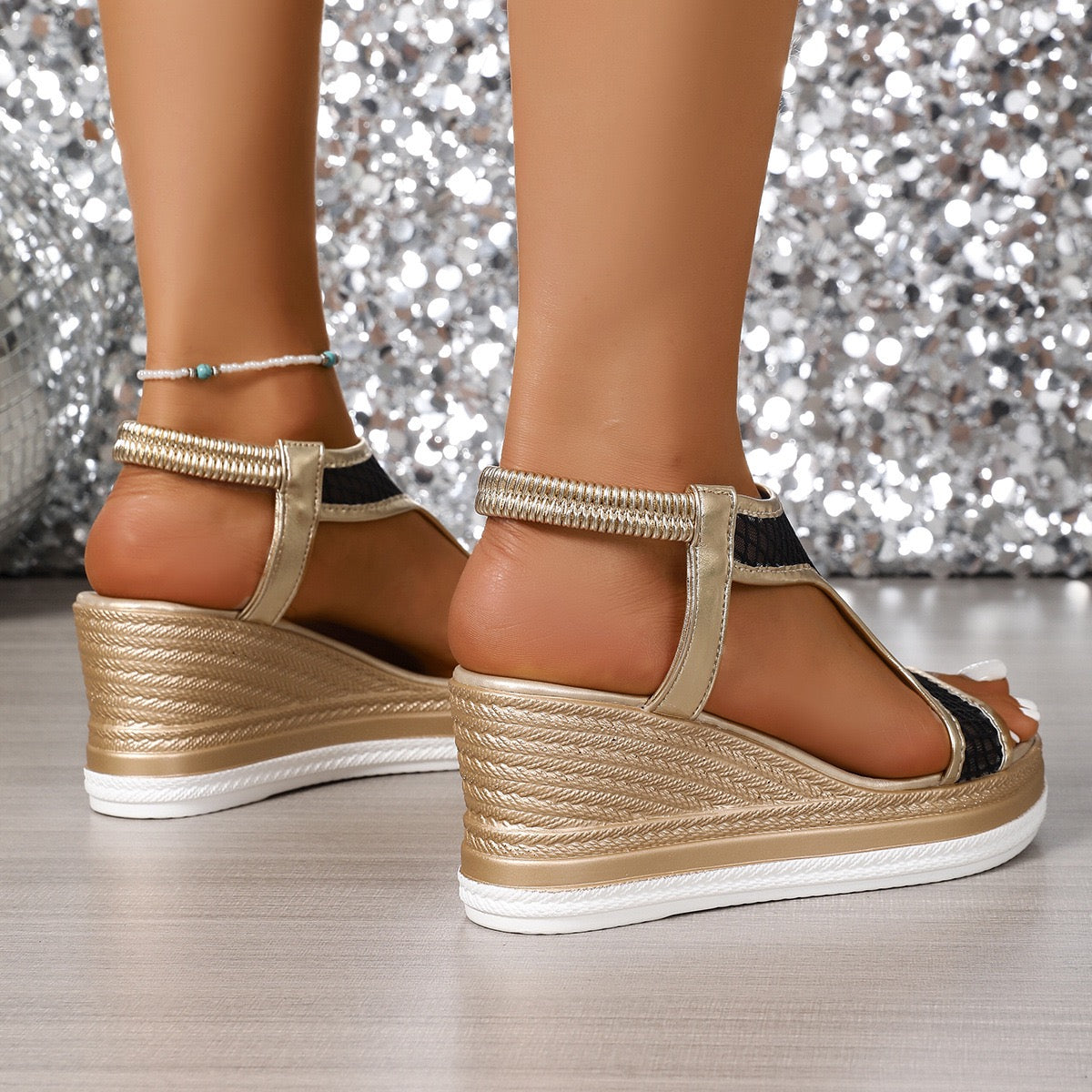 Nerisse | Mesh Wedge Sandals
