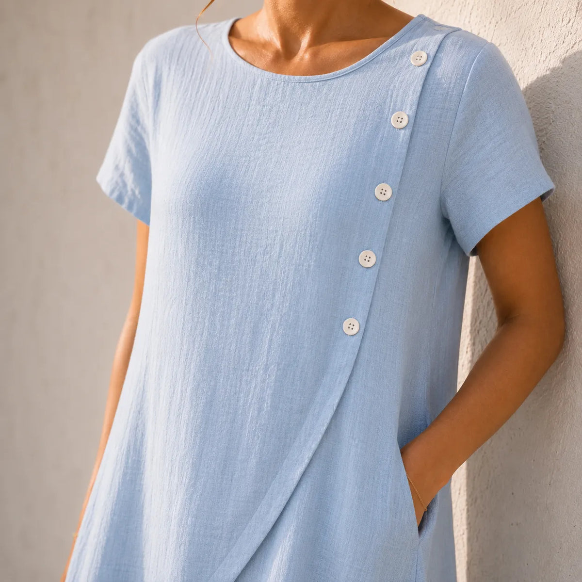 Sumlor | Asymmetric Button Midi Dress