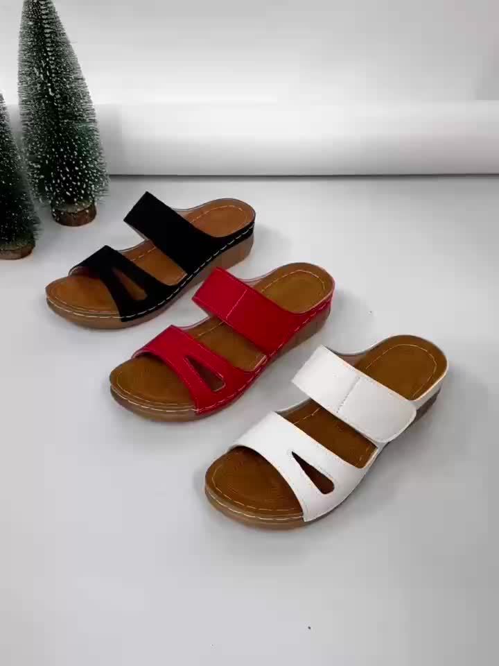 Letty | Double Strap Wedge Slides