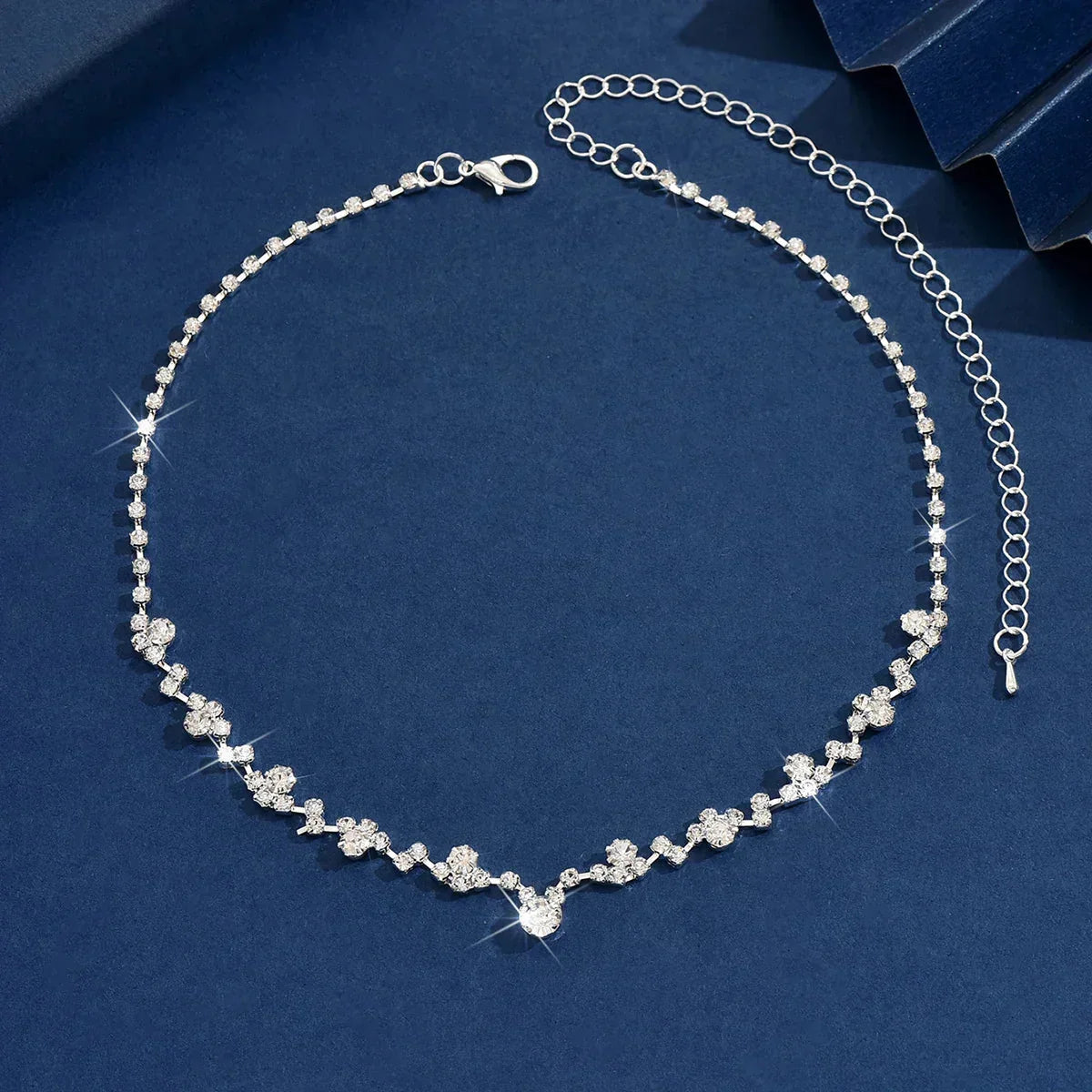Elegant Wedding Necklace with Diamond-Look Stones