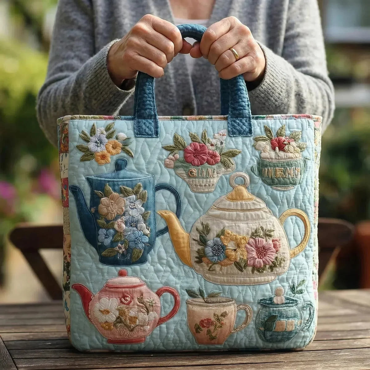 Ellen | Floral Pattern Quilted Tote