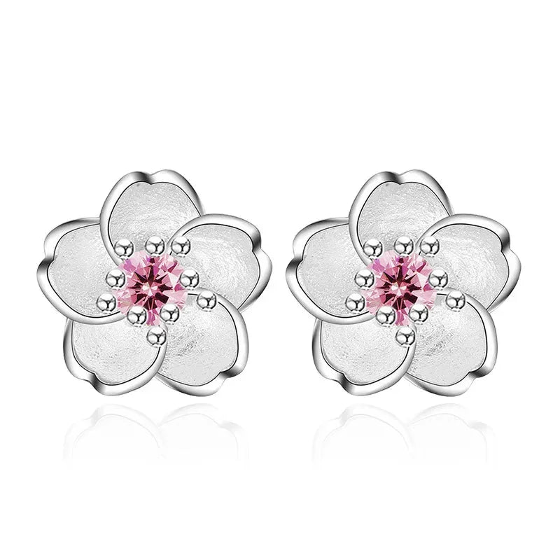 Flower Stud Earrings with Zirconia