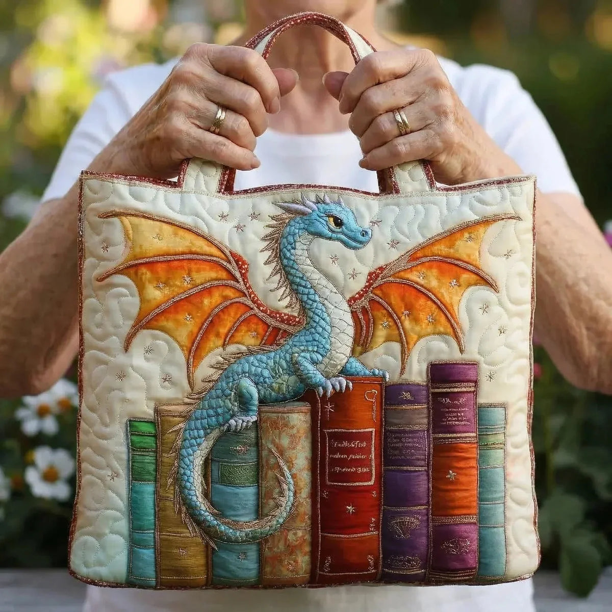 Gemma | Emerald Dragon Quilted Tote