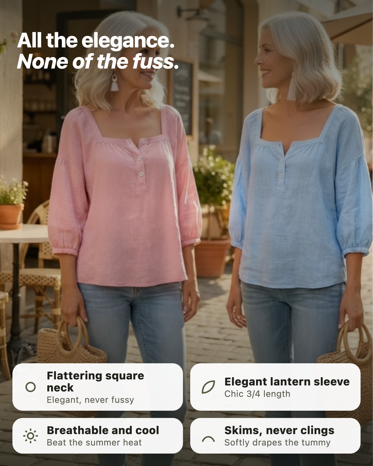 Gertrude | Square-Neck Lantern Sleeve Blouse