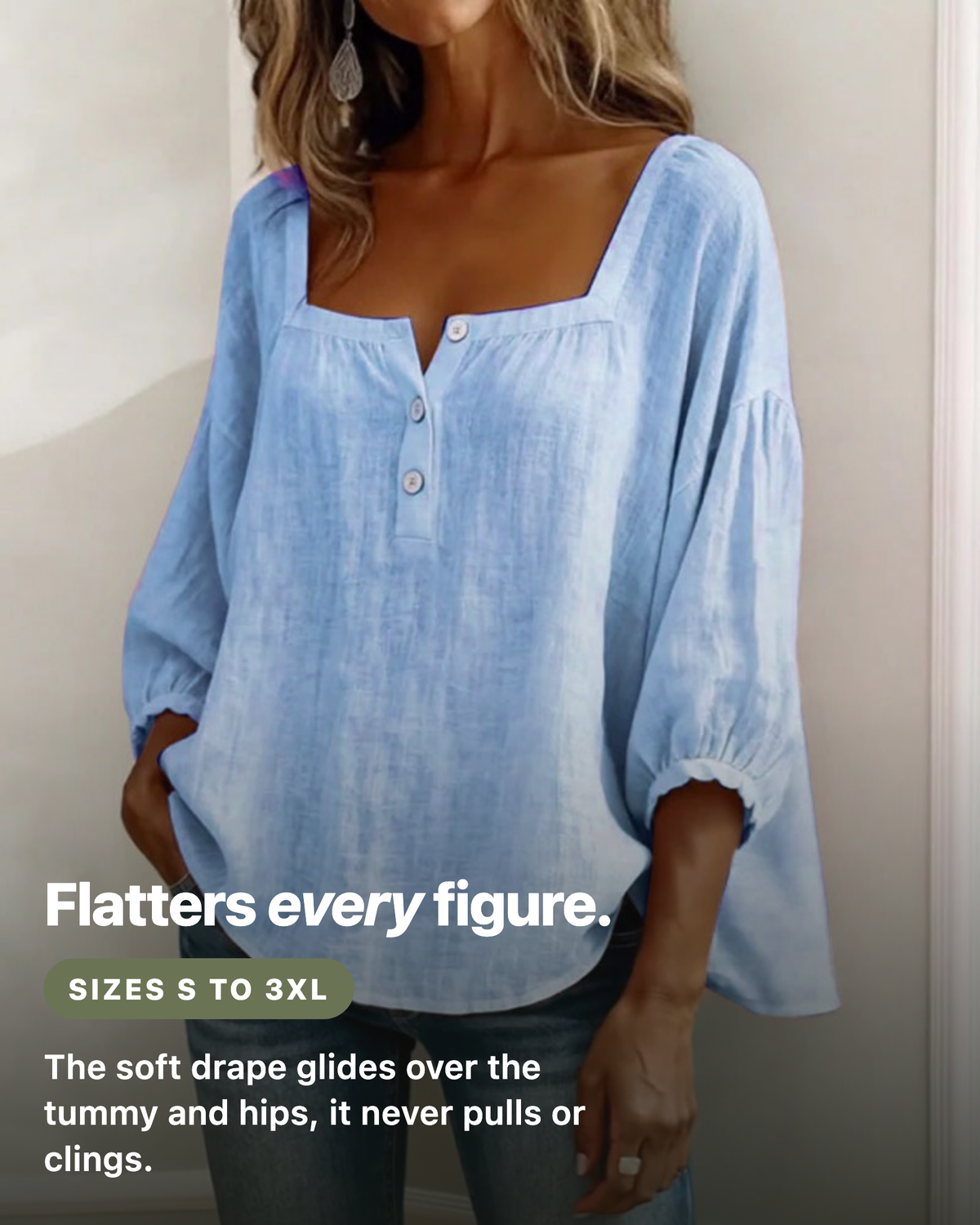 Gertrude | Square-Neck Lantern Sleeve Blouse