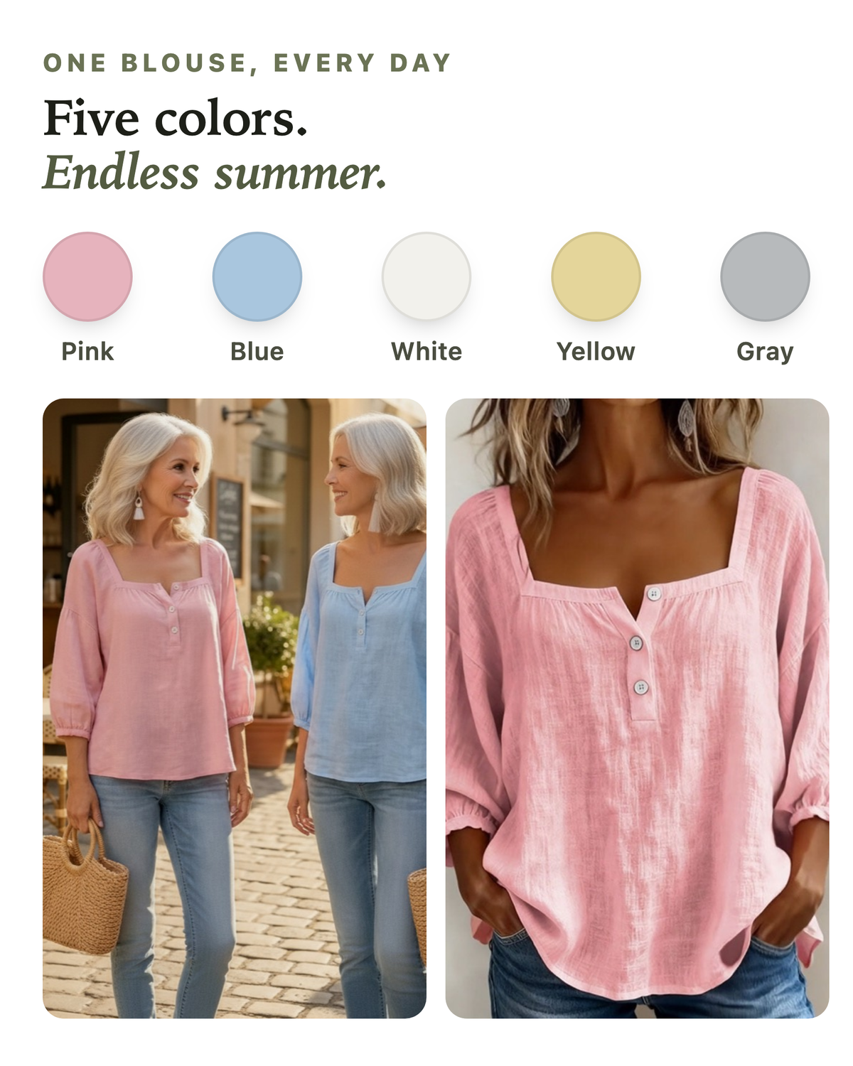 Gertrude | Square-Neck Lantern Sleeve Blouse