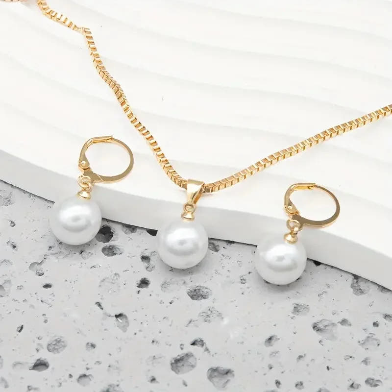 Golden Grace Pearl Jewelry Set | Gold
